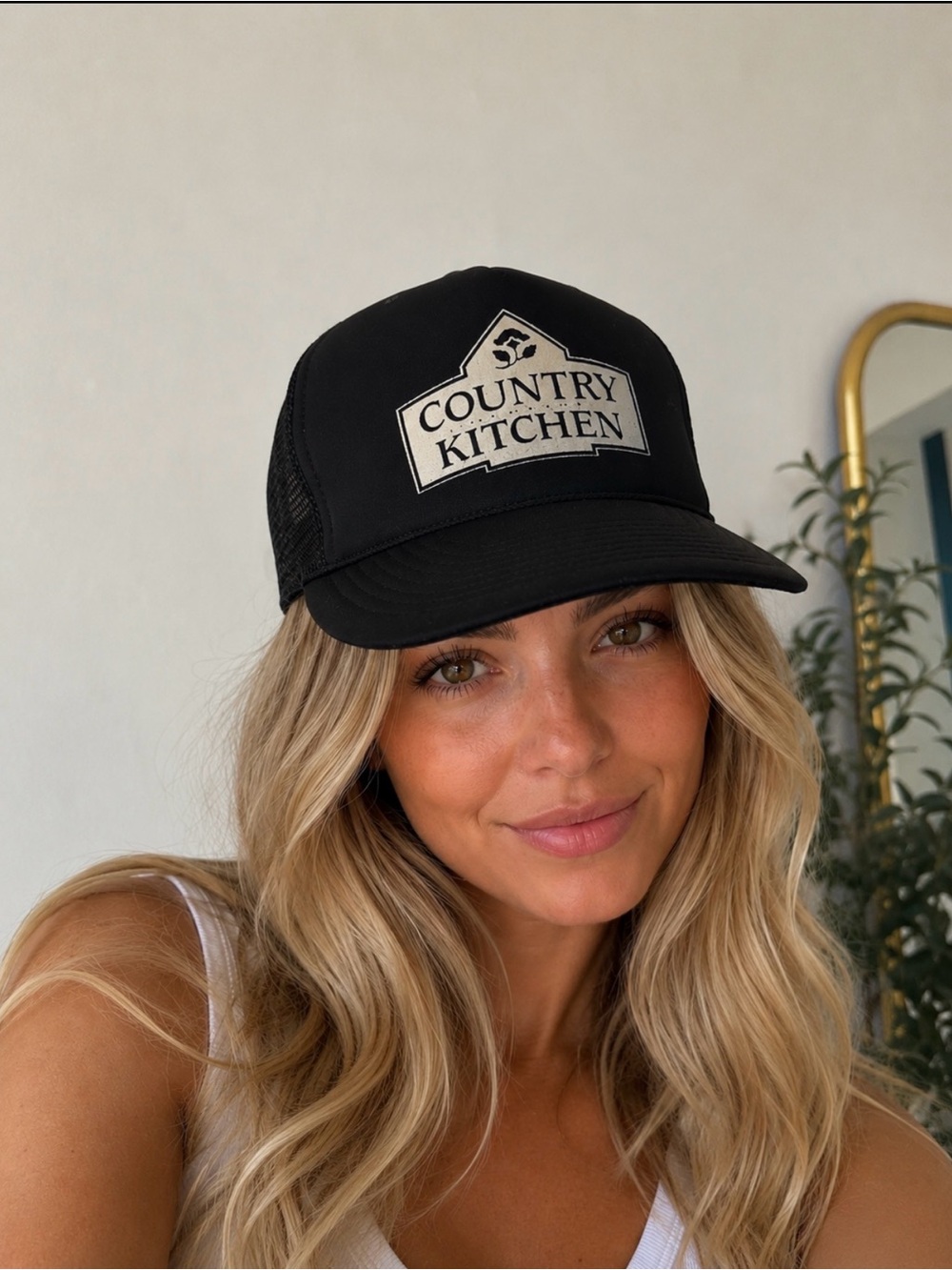 🧢✨ Vintage PROS Country Kitchen Trucker Hat Black Cream Snapback ✨UNISEX - Picture 2 of 8